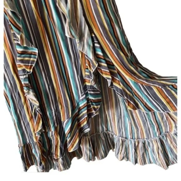 Hint of Mint | New Multicolor Striped Ruffled Smocked Maxi Dress, Juniors Large - Picture 7 of 10